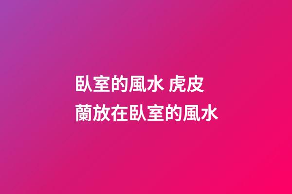 臥室的風水 虎皮蘭放在臥室的風水